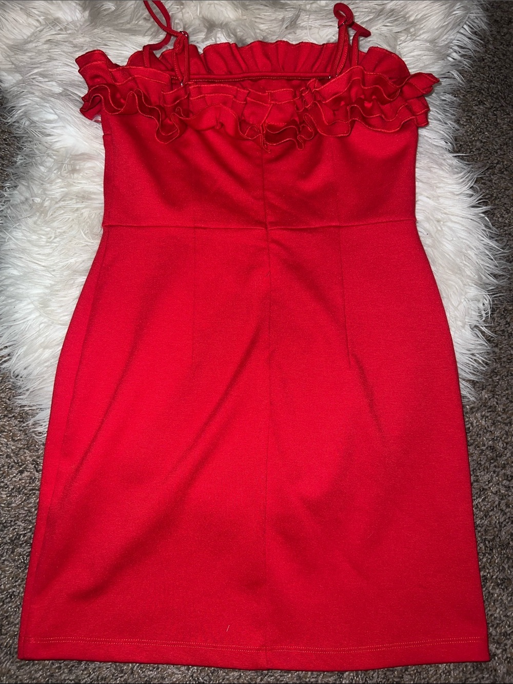 Forever 21 Bright Red Ruffle Detail Mini Dress - Picture 3 of 4